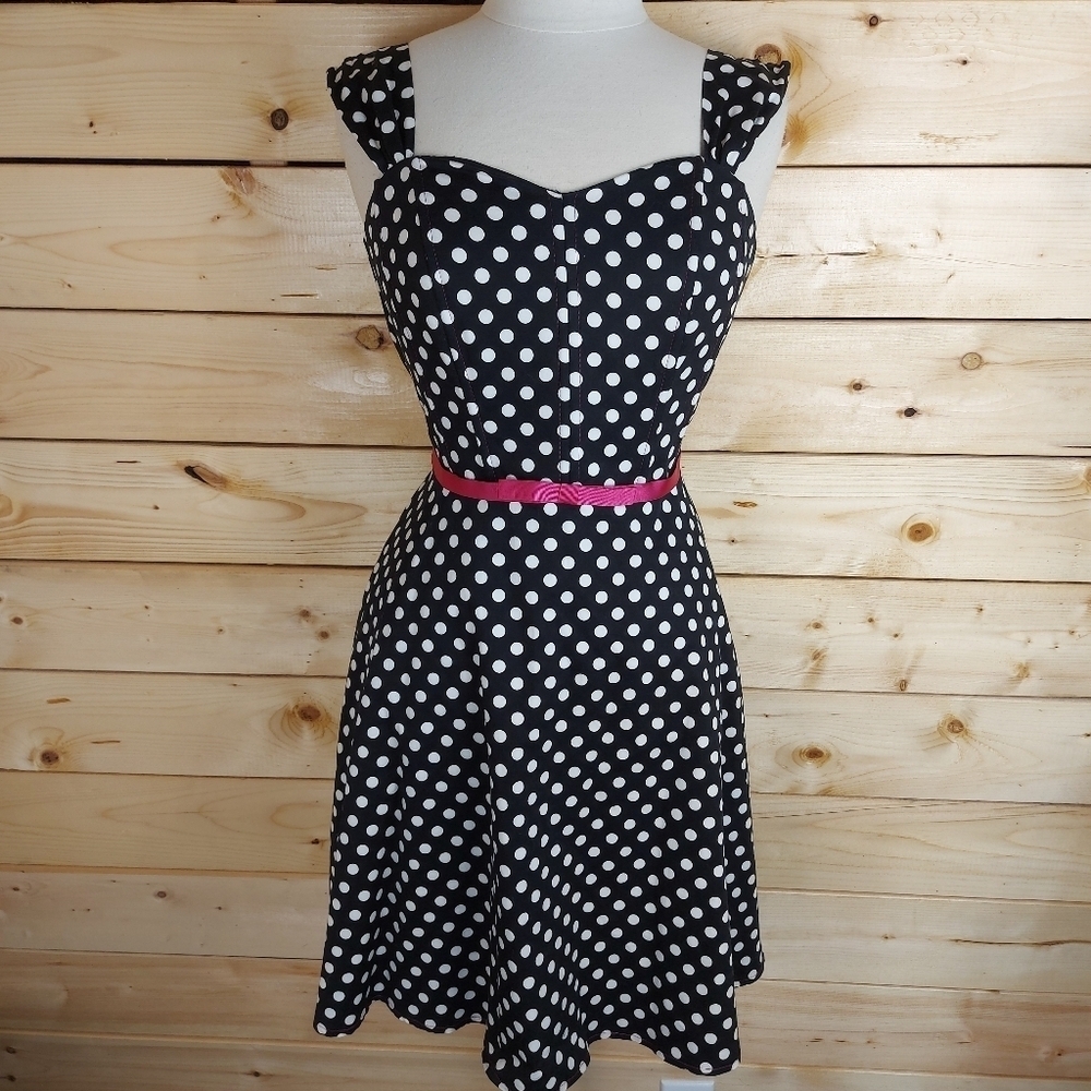 Polka dot bustier corset strap dress MARIE DOOLY designer Made in Canada - Picture 8 of 13